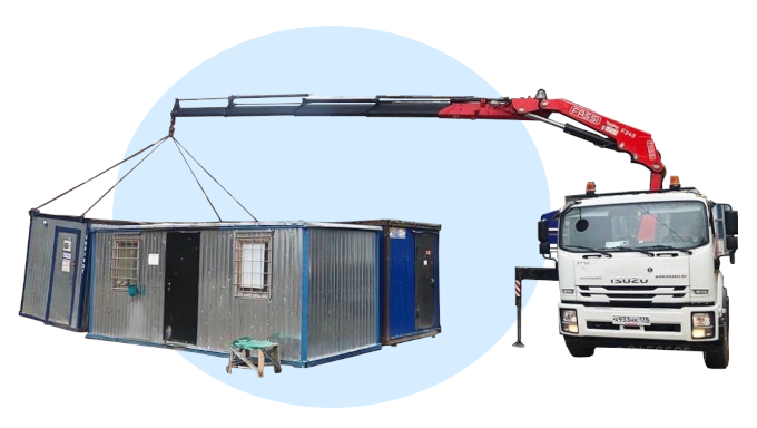 Перевозка бытовки манипулятором